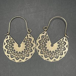 Gold Earrings Mandala Boho Ethnic Eternity Retro Omega Back